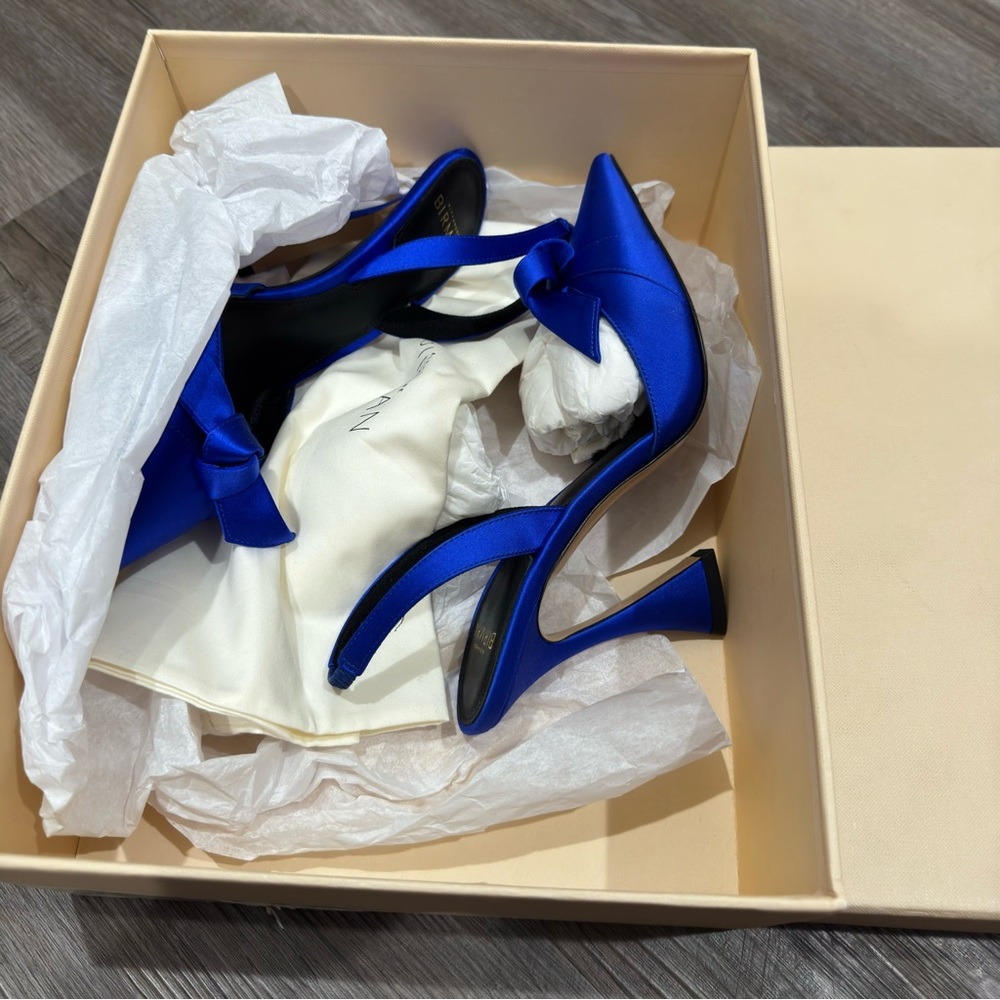 Alexandre Birman Clarita Satin Slip Slingback in Electric Blue - Picture 11 of 14